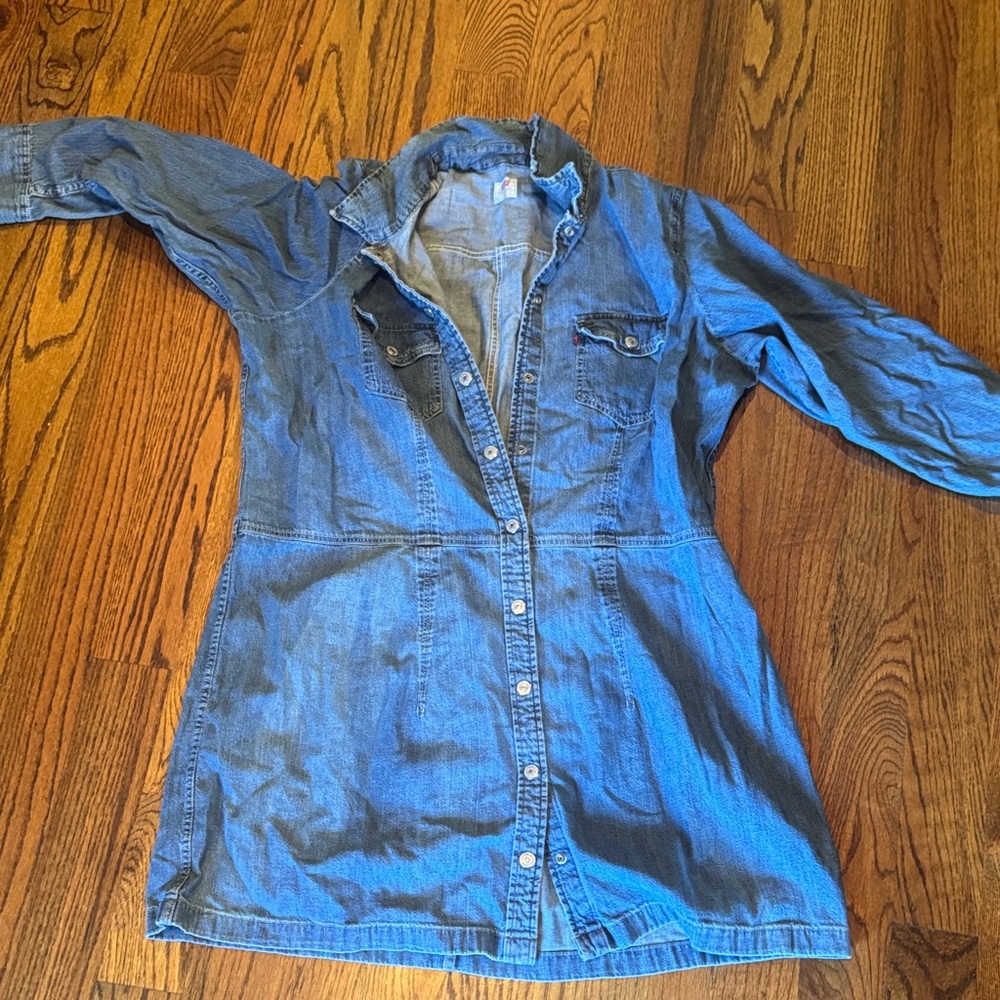 Levi's Light Blue Denim Button-Up Top with Red Logo Tag